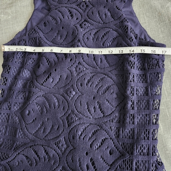 Lilly Pulitzer Mango Shift Dress True Navy Leafy Palm Lace Size M Sleeveless - Picture 11 of 12